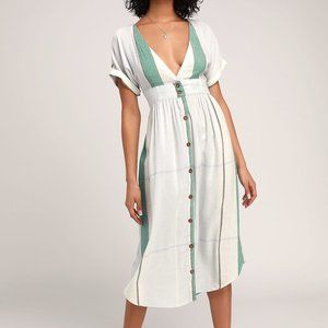 NWOT O'NEIL Reid Striped Woven Striped Midi Dress